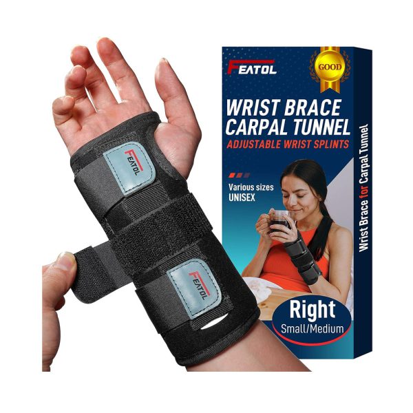 FEATOL Wrist Brace for Carpal Tunnel, Adjustable Night Wrist Support Brace